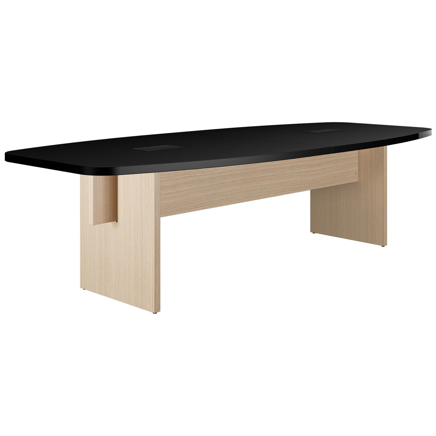 BRALCO SILE conference table | Boat shape, 2400 - 4200 mm (6 - 16 people), cable duct optional, black