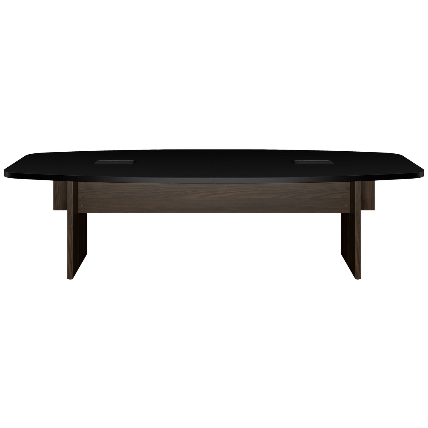 BRALCO SILE conference table | Boat shape, 2400 - 4200 mm (6 - 16 people), cable duct optional, black