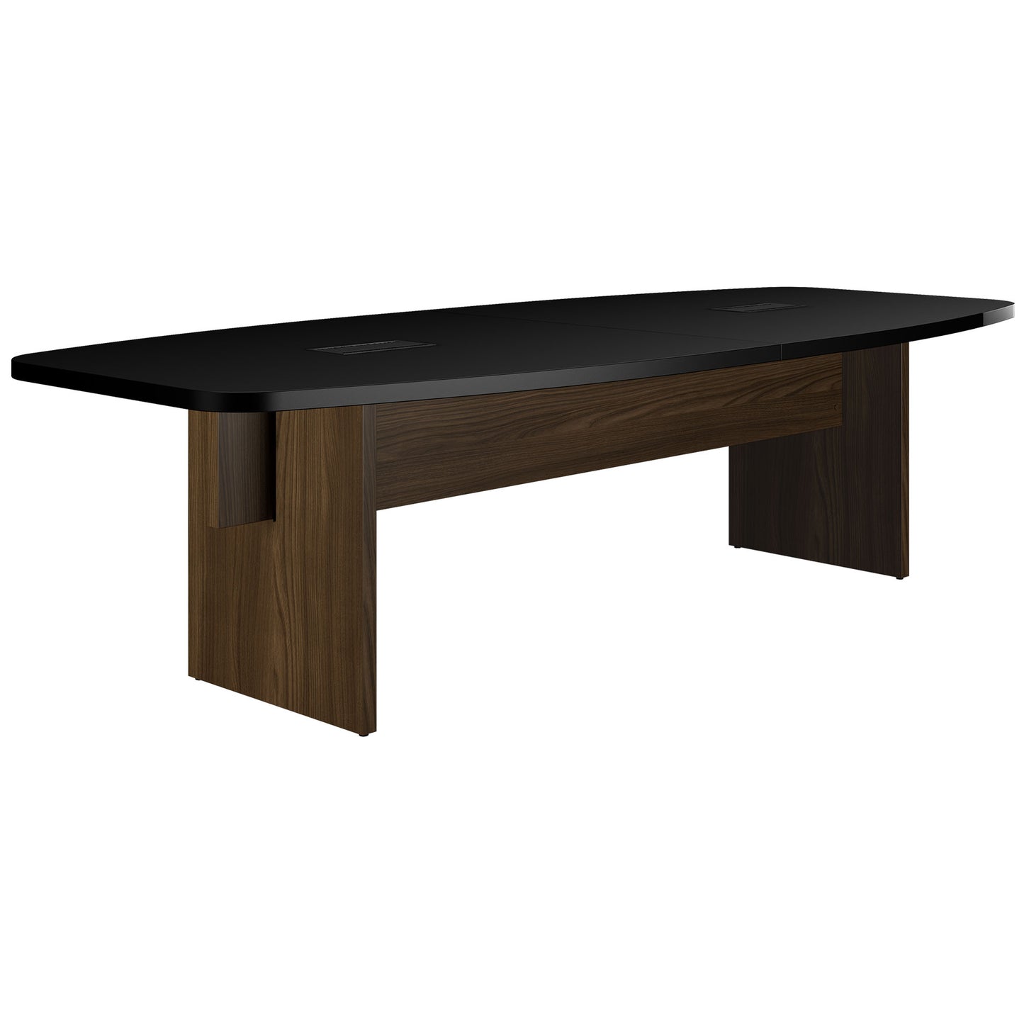 BRALCO SILE conference table | Boat shape, 2400 - 4200 mm (6 - 16 people), cable duct optional, black