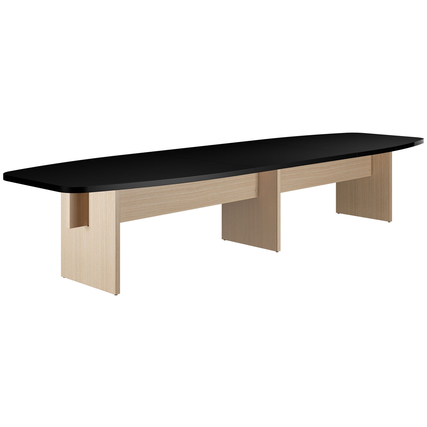 BRALCO SILE conference table | Boat shape, 2400 - 4200 mm (6 - 16 people), cable duct optional, black