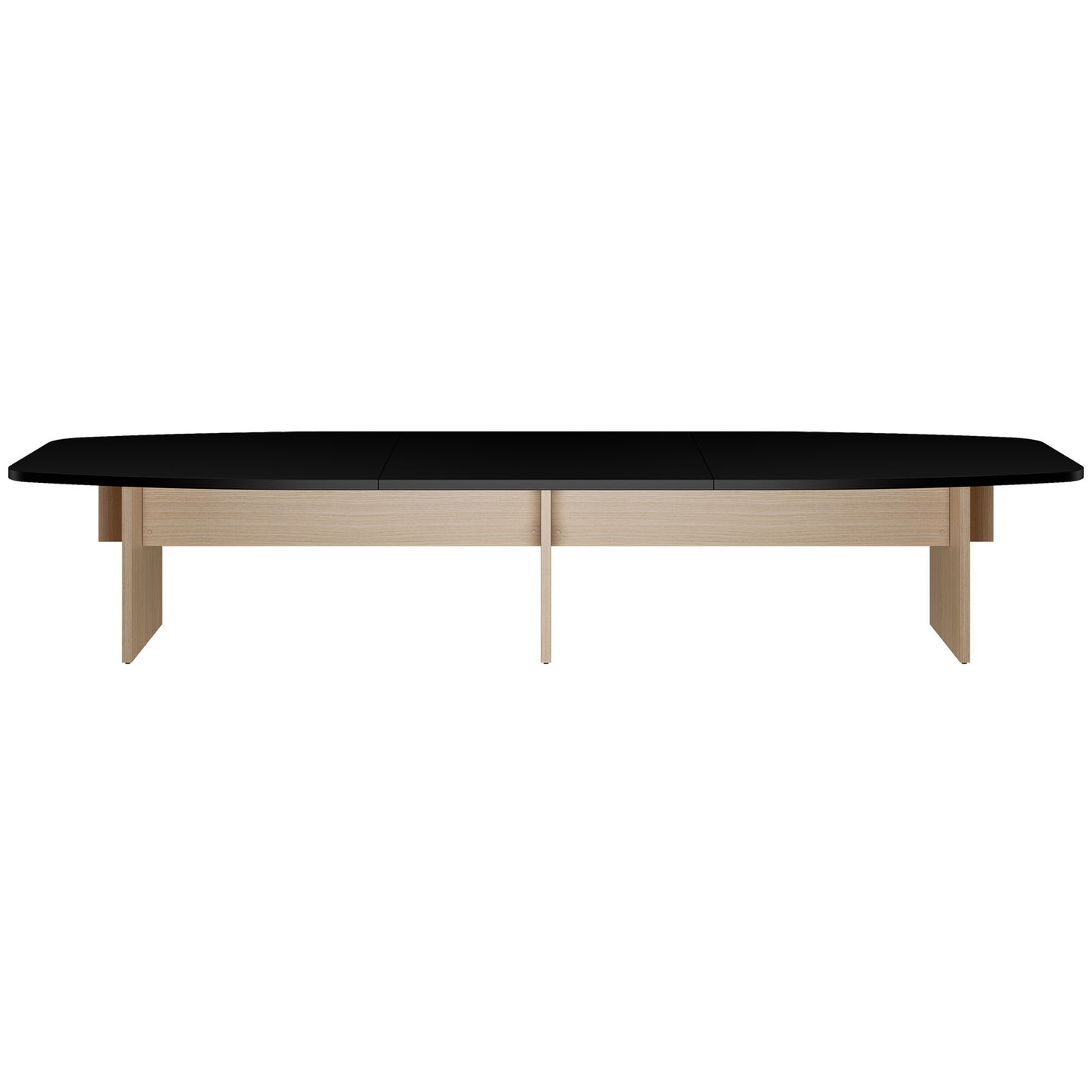 BRALCO SILE conference table | Boat shape, 2400 - 4200 mm (6 - 16 people), cable duct optional, black