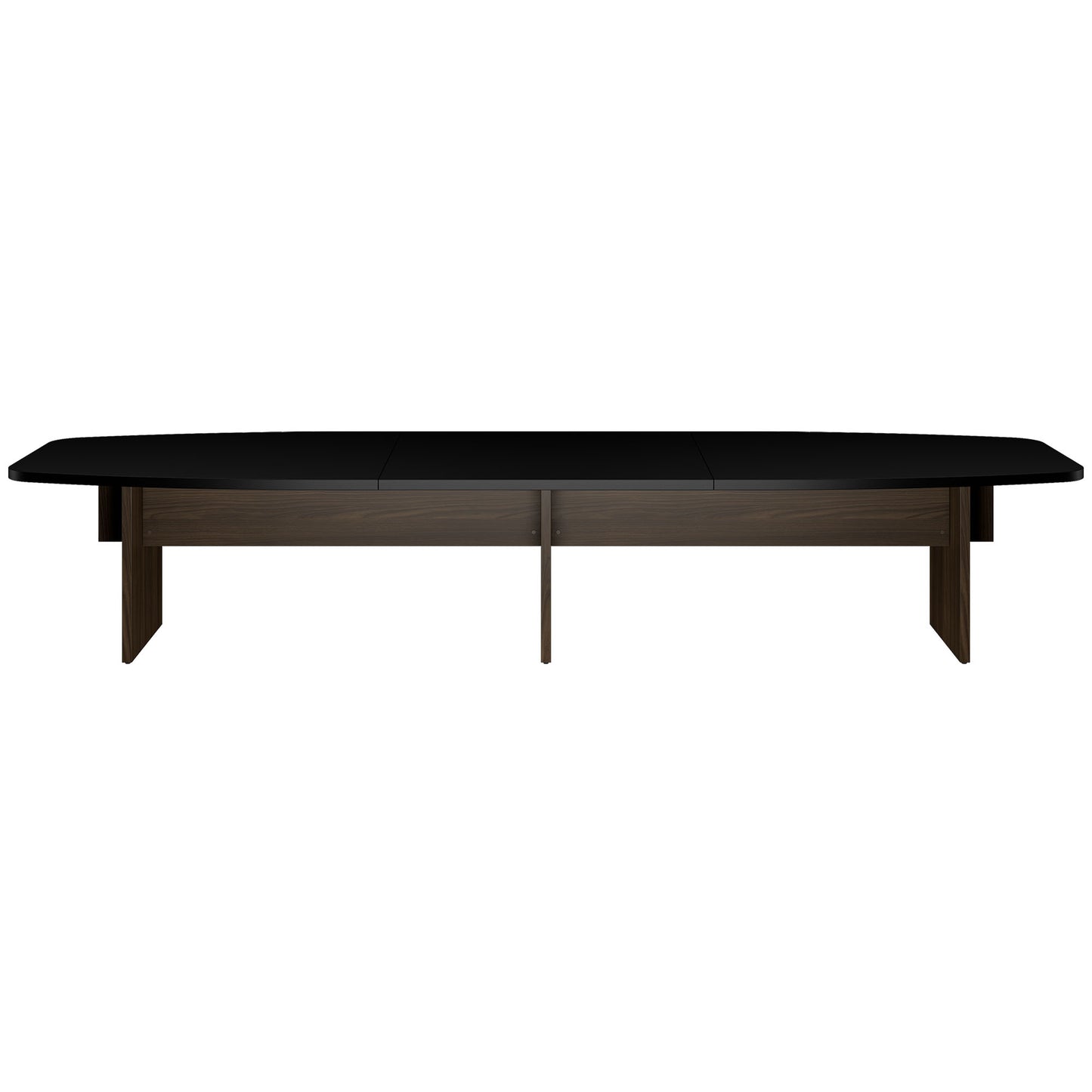 BRALCO SILE conference table | Boat shape, 2400 - 4200 mm (6 - 16 people), cable duct optional, black