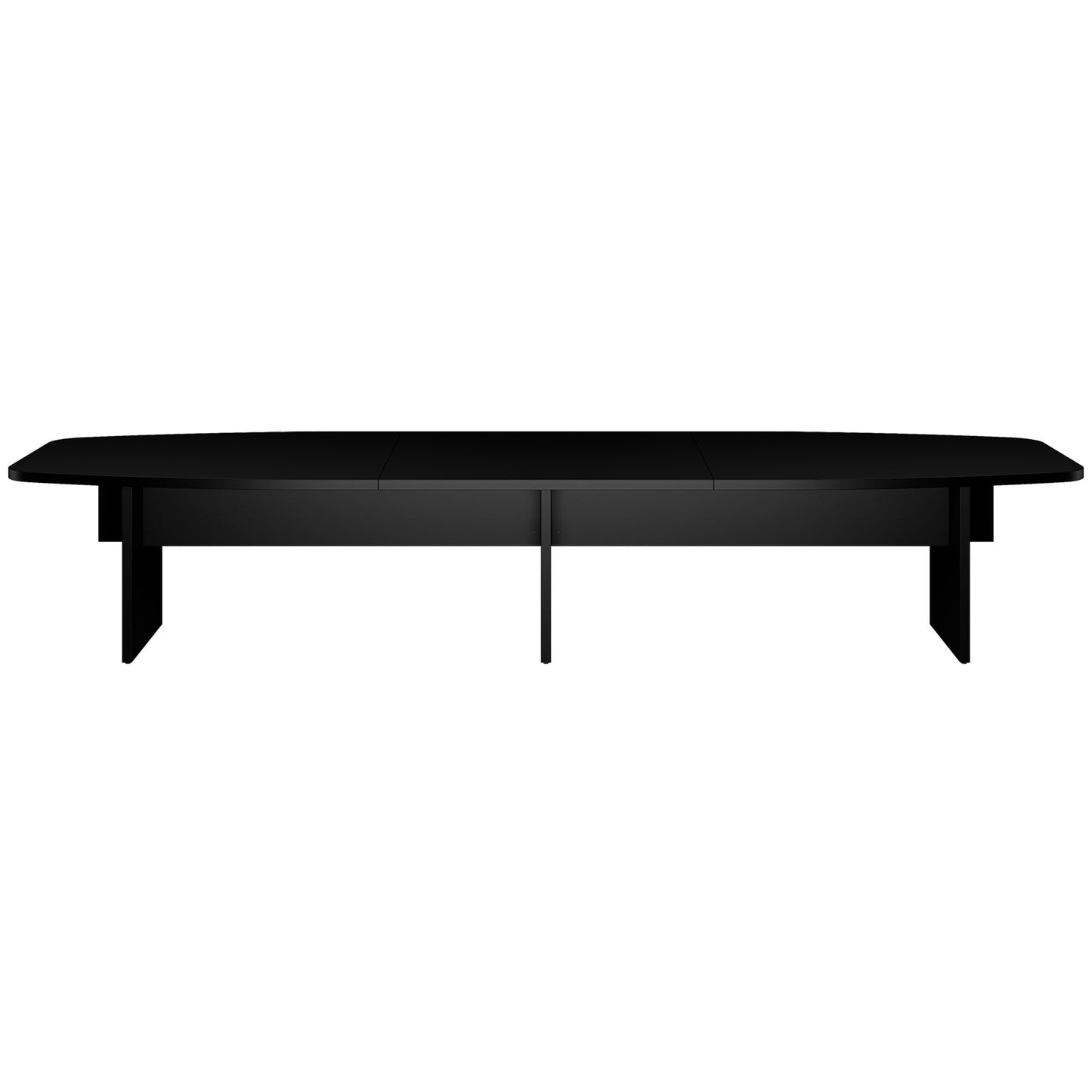 BRALCO SILE conference table | Boat shape, 2400 - 4200 mm (6 - 16 people), cable duct optional, black