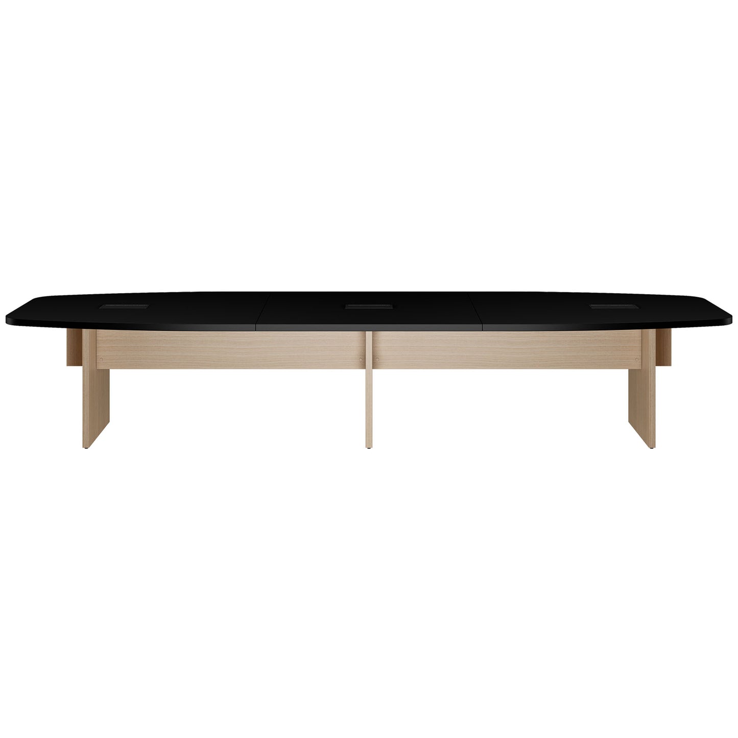 BRALCO SILE conference table | Boat shape, 2400 - 4200 mm (6 - 16 people), cable duct optional, black