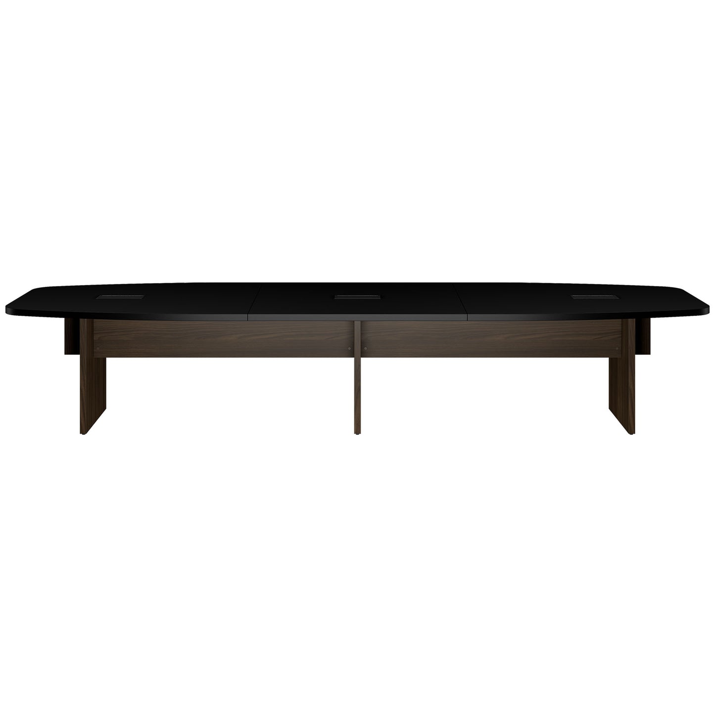 BRALCO SILE conference table | Boat shape, 2400 - 4200 mm (6 - 16 people), cable duct optional, black