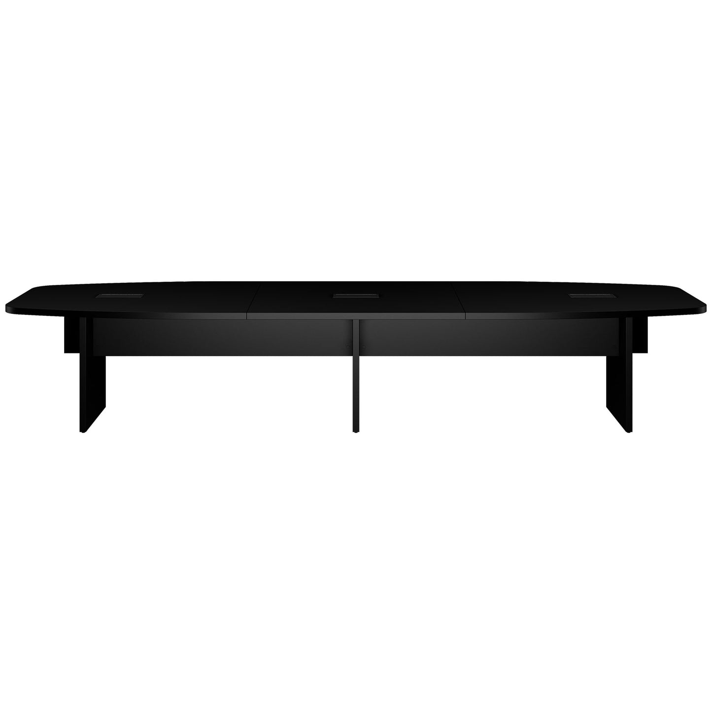 BRALCO SILE conference table | Boat shape, 2400 - 4200 mm (6 - 16 people), cable duct optional, black