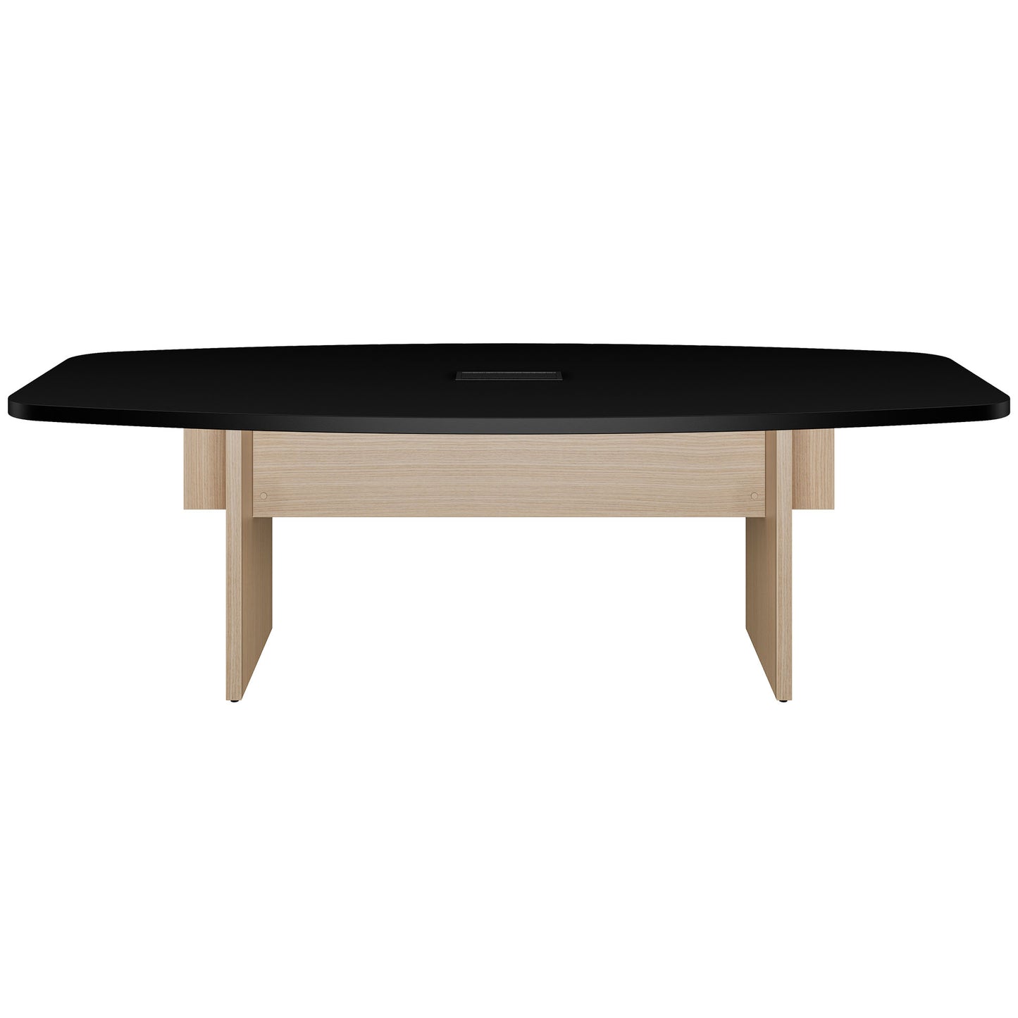 BRALCO SILE conference table | Boat shape, 2400 - 4200 mm (6 - 16 people), cable duct optional, black