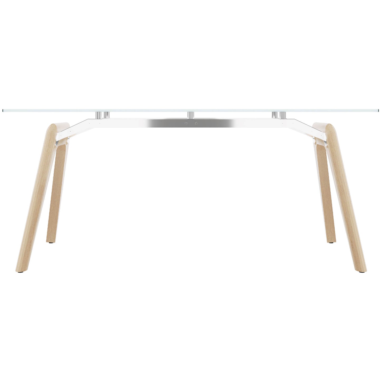 BRALCO RAIL desk | 1800 - 2400mm | Glass table top, solid oak wood frame