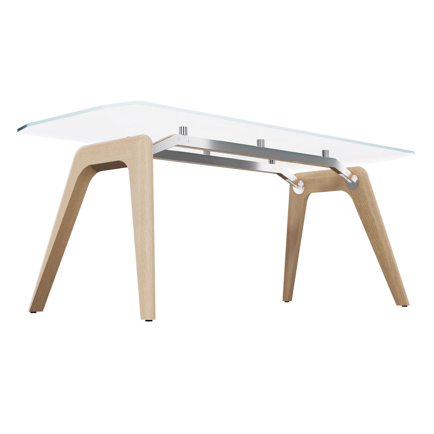 BRALCO RAIL desk | 1800 - 2400mm | Glass table top, solid oak wood frame