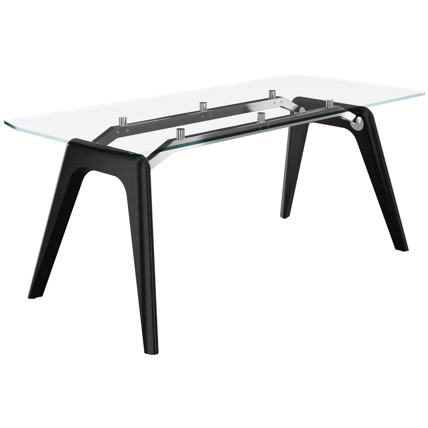 BRALCO RAIL desk | 1800 - 2400mm | Glass table top, solid oak wood frame