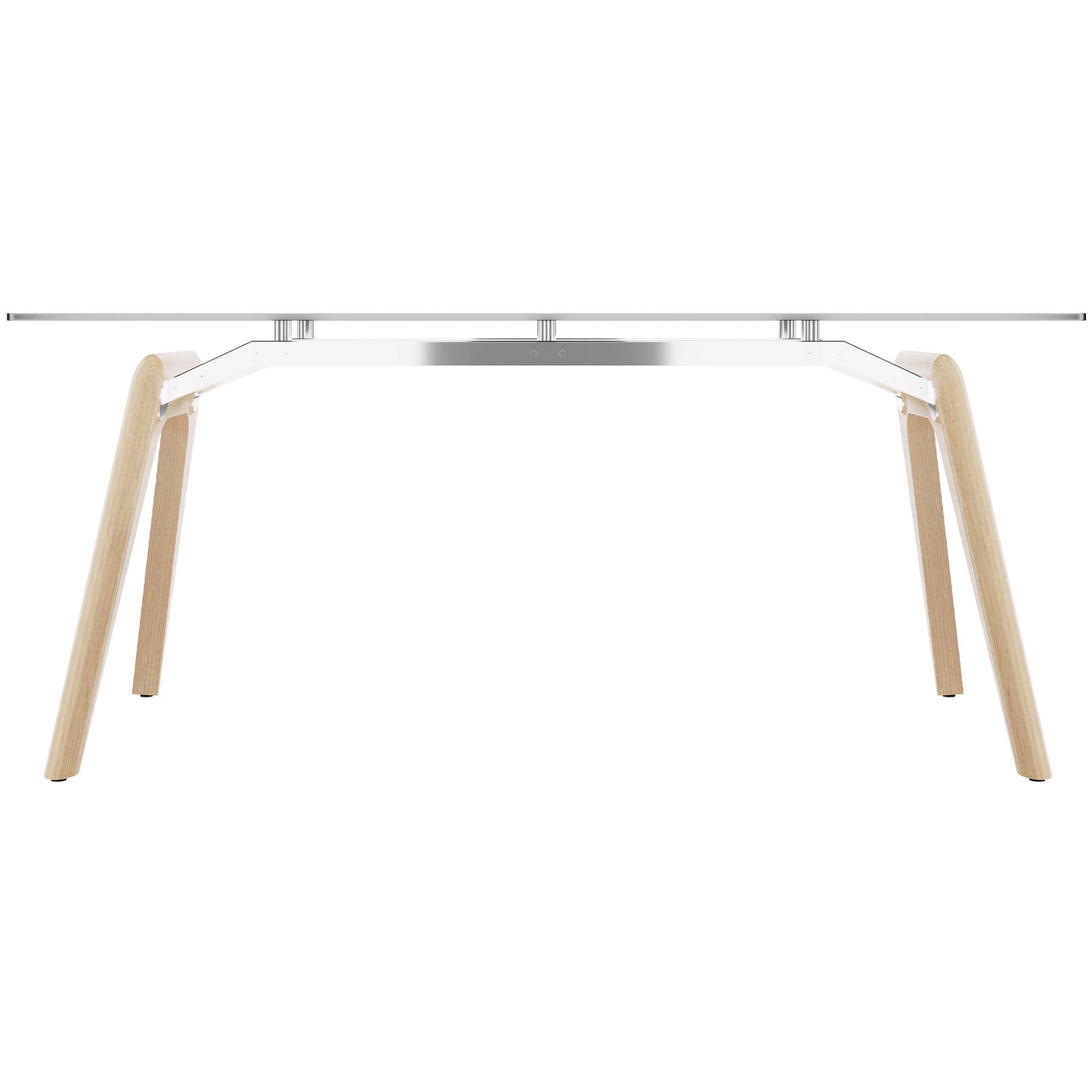 BRALCO RAIL desk | 1800 - 2400mm | Gray tinted glass table top, solid oak wood frame