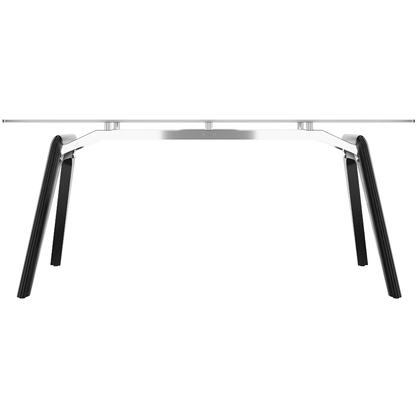 BRALCO RAIL desk | 1800 - 2400mm | Gray tinted glass table top, solid oak wood frame