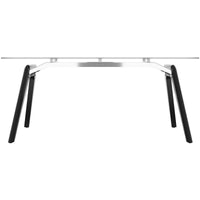 BRALCO RAIL desk | 1800 - 2400mm | Gray tinted glass table top, solid oak wood frame