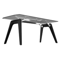 BRALCO RAIL desk | 1800 - 2400mm | Gray tinted glass table top, solid oak wood frame