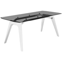 BRALCO RAIL desk | 1800 - 2400mm | Gray tinted glass table top, solid oak wood frame