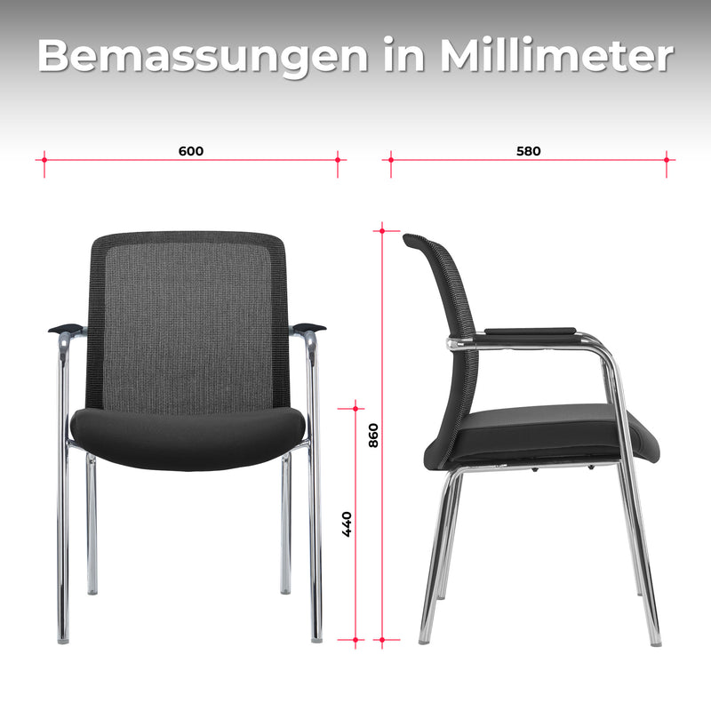 KYRA Besucherstuhl | Feste Armlehnen, Schwarz - 14 Main Image