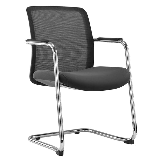 KYRA Cantilever Chair | Fixed Armrests, Black