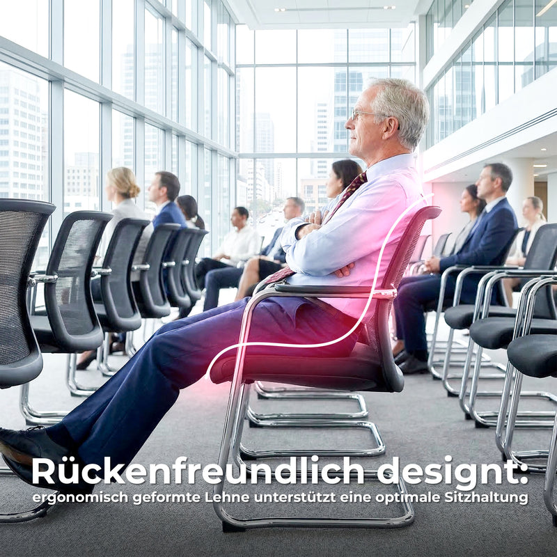 KYRA Cantilever Chair | Fixed Armrests, Black - 14 Main Image