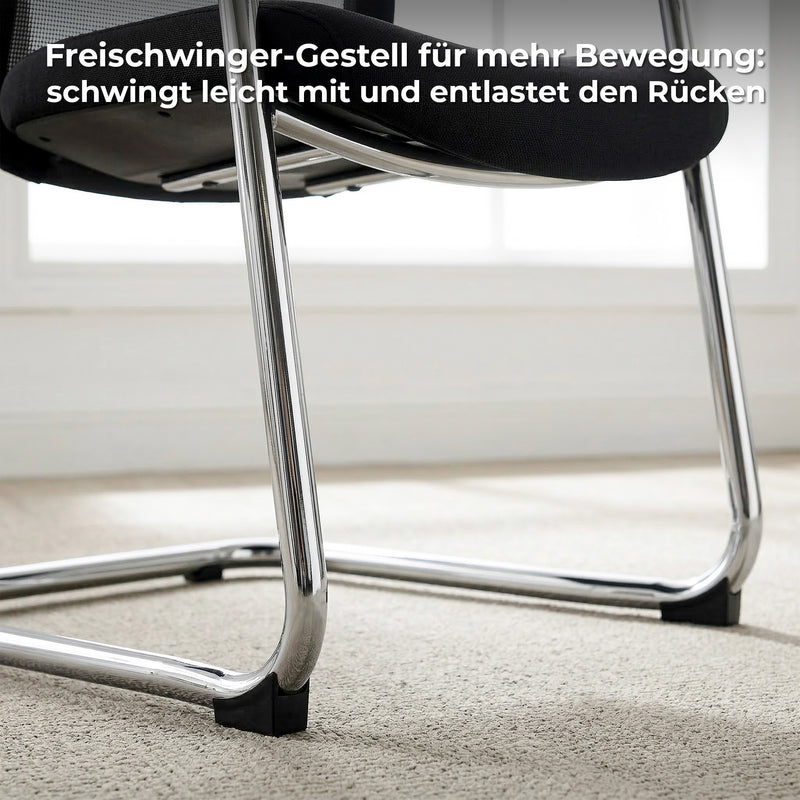 KYRA Cantilever Chair | Fixed Armrests, Black - 8 Main Image