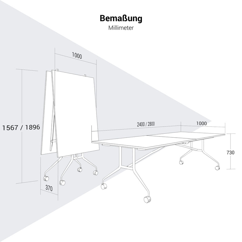MARA - ARGO LIBRO Table pliante | 2800 x 1000 mm (8 - 10 personnes), à roulettes, pliable, anthracite  - 19 Main Image