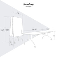 MARA ARGO LIBRO Klapptisch | 2400 - 2800 x 1000 mm (8 - 10 Personen), rollbar, faltbar, Bernsteineiche