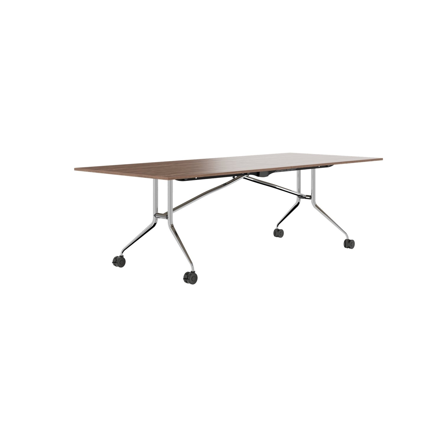 MARA - ARGO LIBRO Klapptisch | 2400 - 2800 x 1000 mm (8 - 10 Personen), rollbar, faltbar, Echtholz-Furnier Nussbaum