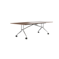 MARA ARGO LIBRO folding table | 2400 - 2800 x 1000 mm (8 - 10 people), rollable, foldable, real wood veneer walnut