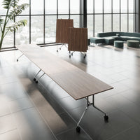 MARA ARGO LIBRO folding table | 2400 - 2800 x 1000 mm (8 - 10 people), rollable, foldable, real wood veneer walnut