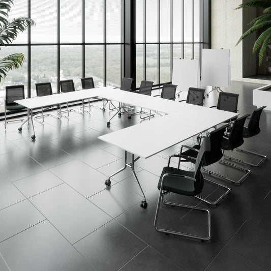 Mara Argo LIBRO Table pliante | 2400 - 2800 x 1000 mm (8 - 10 personnes), roulable, pliable, blanc