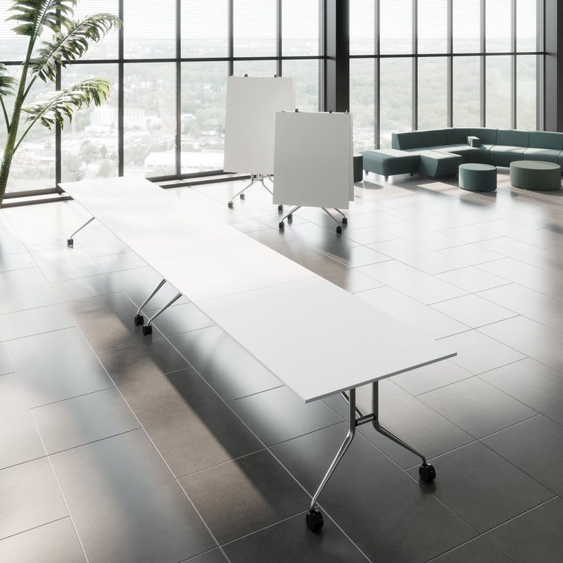 MARA - ARGO LIBRO Folding table | 2800 x 1000 mm (8 - 10 people), on castors, foldable, White  - 6 Main Image