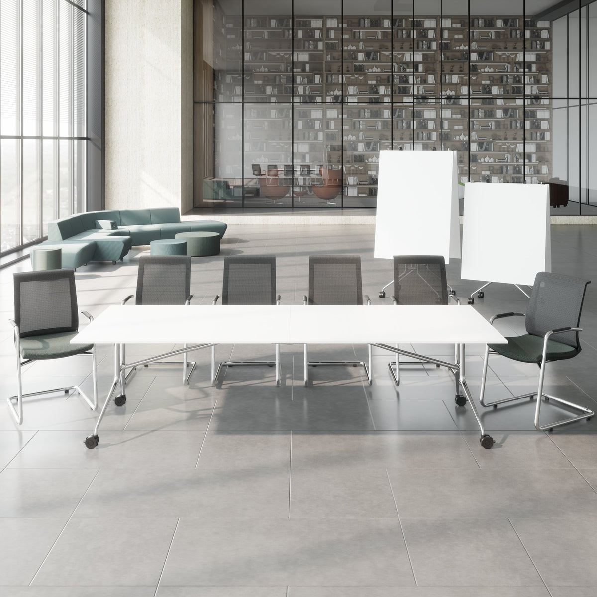 MARA - ARGO LIBRO Folding table | 2800 x 1000 mm (8 - 10 people), on castors, foldable, White  - 4 Lightbox Main Image