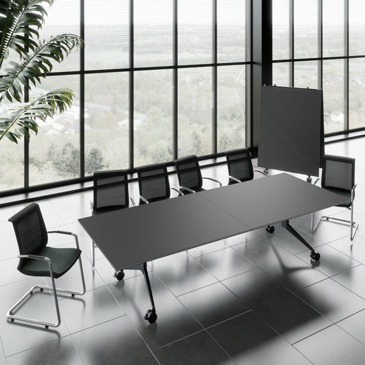 MARA TIMMY LIBRO Konferenztisch | 3200 x 1200 mm (10 - 14 Personen), rollbar, faltbar, Anthrazit