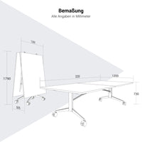 MARA TIMMY LIBRO Konferenztisch | 3200 x 1200 mm (10 - 14 Personen), rollbar, faltbar, Anthrazit