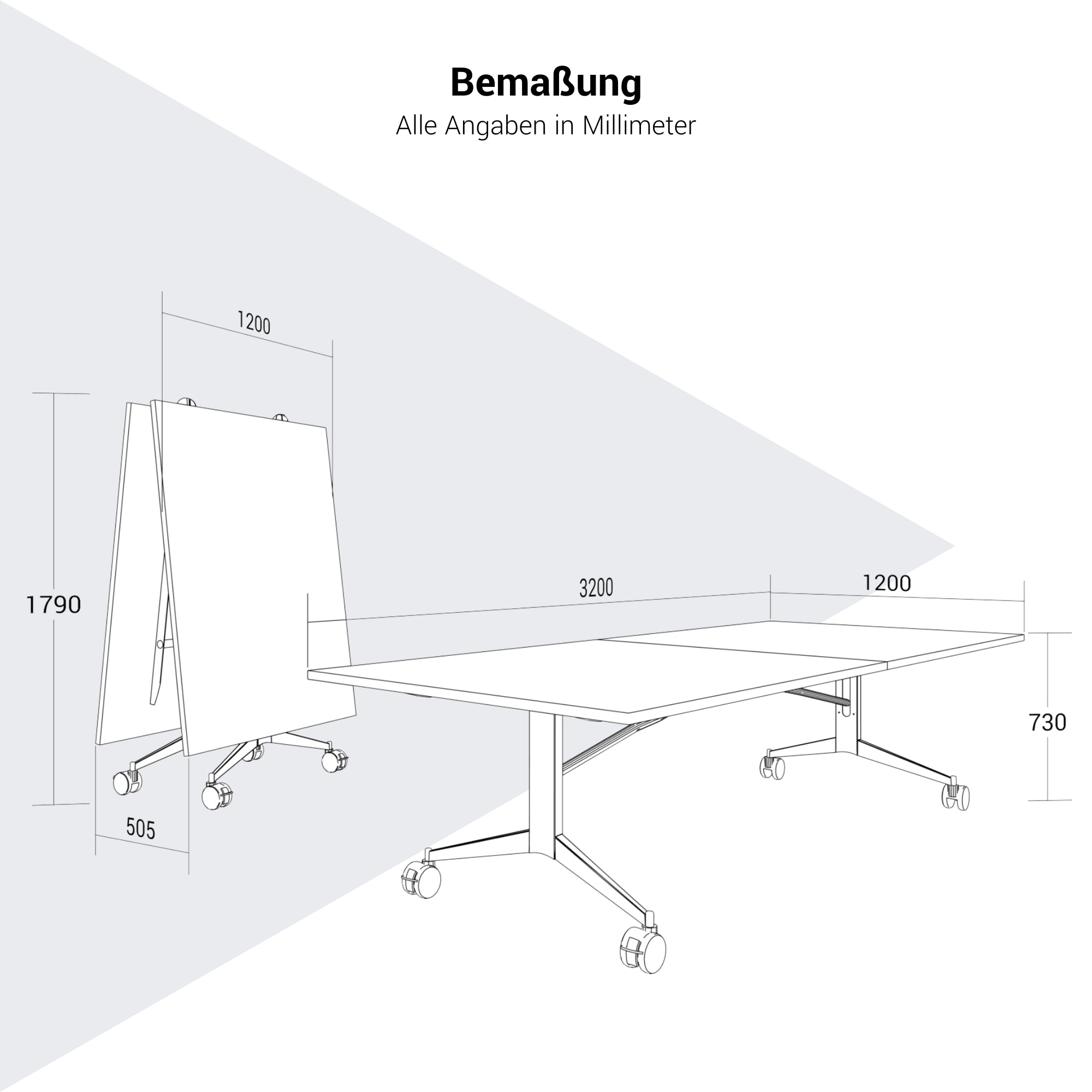 Mara TIMMY LIBRO Tableau de conférence | 3200 x 1200 mm (10 - 14 personnes), roulable, pliable, chêne ambre