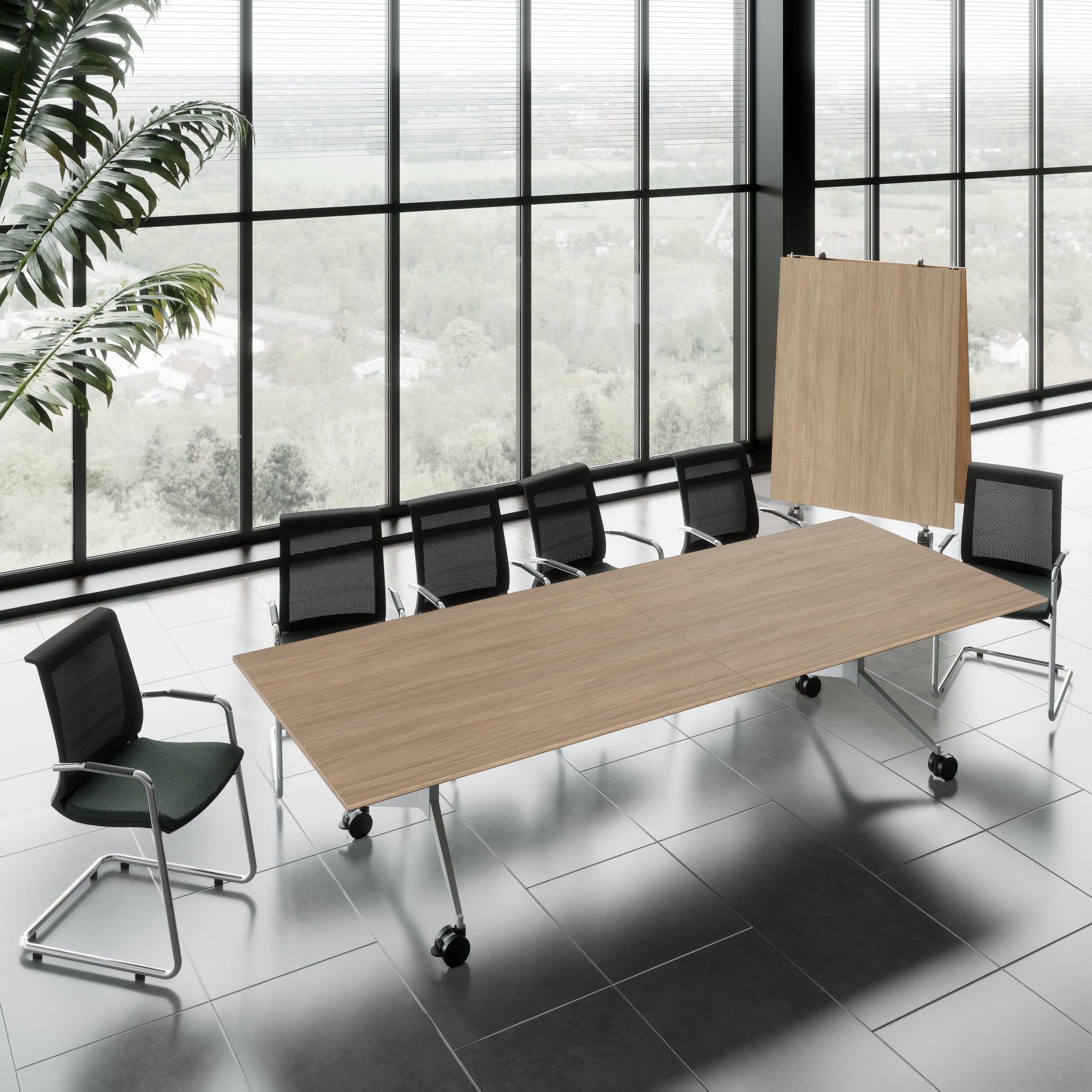 Mara TIMMY LIBRO Tableau de conférence | 3200 x 1200 mm (10 - 14 personnes), roulable, pliable, chêne ambre