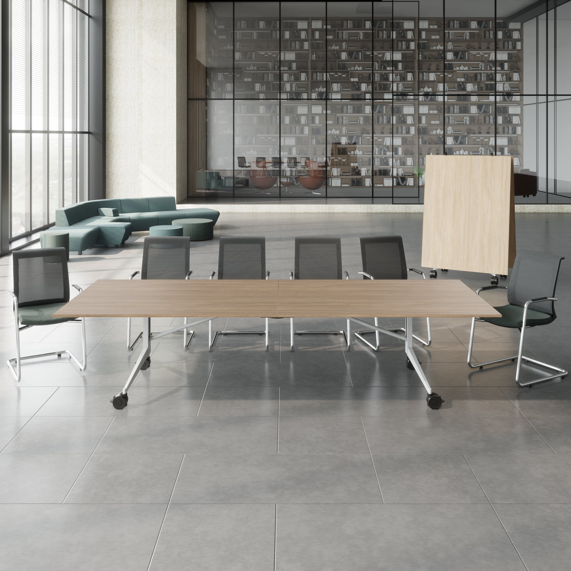 Mara TIMMY LIBRO Tableau de conférence | 3200 x 1200 mm (10 - 14 personnes), roulable, pliable, chêne ambre