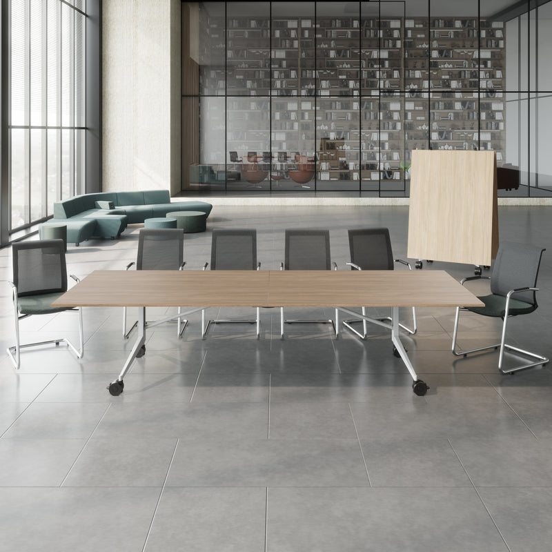 MARA - TIMMY LIBRO Table de conférence | 3200 x 1200 mm (10 à 14 personnes), roulante, pliable, chêne ambré - 22 Main Image