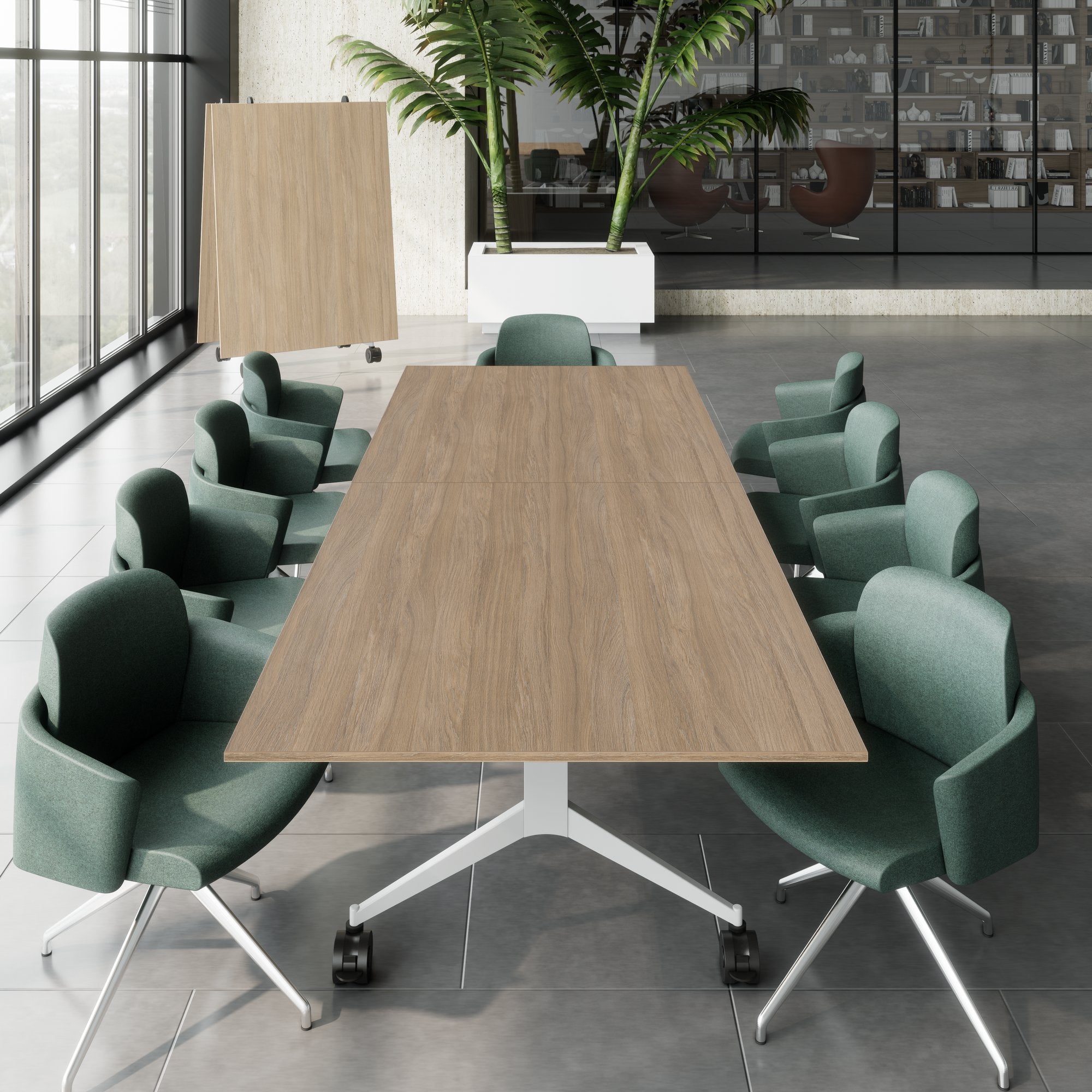 Mara TIMMY LIBRO Tableau de conférence | 3200 x 1200 mm (10 - 14 personnes), roulable, pliable, chêne ambre