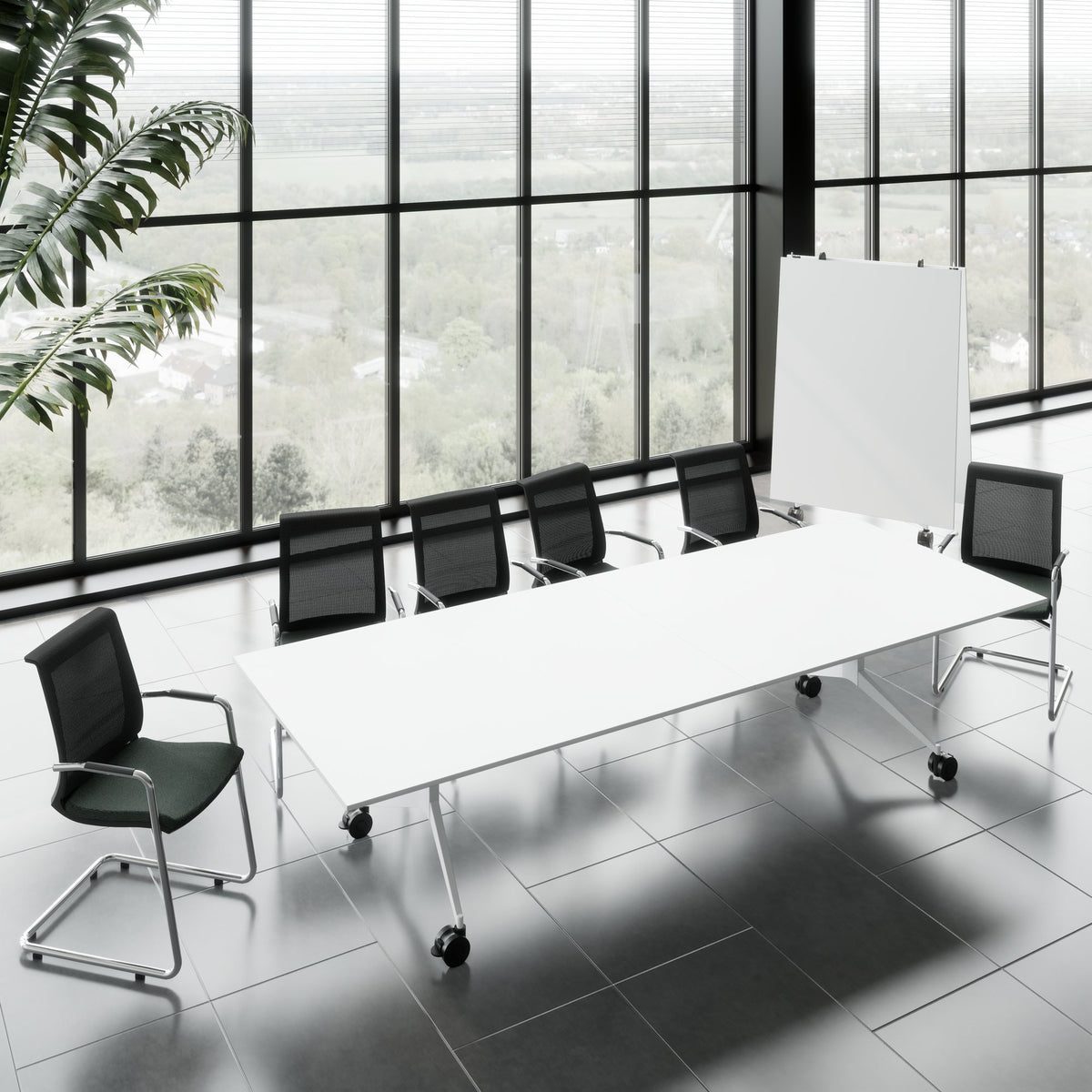 MARA - TIMMY LIBRO Conference table | 3200 x 1200 mm (10 - 14 persons), rollable, foldable, white - 1 Lightbox Main Image