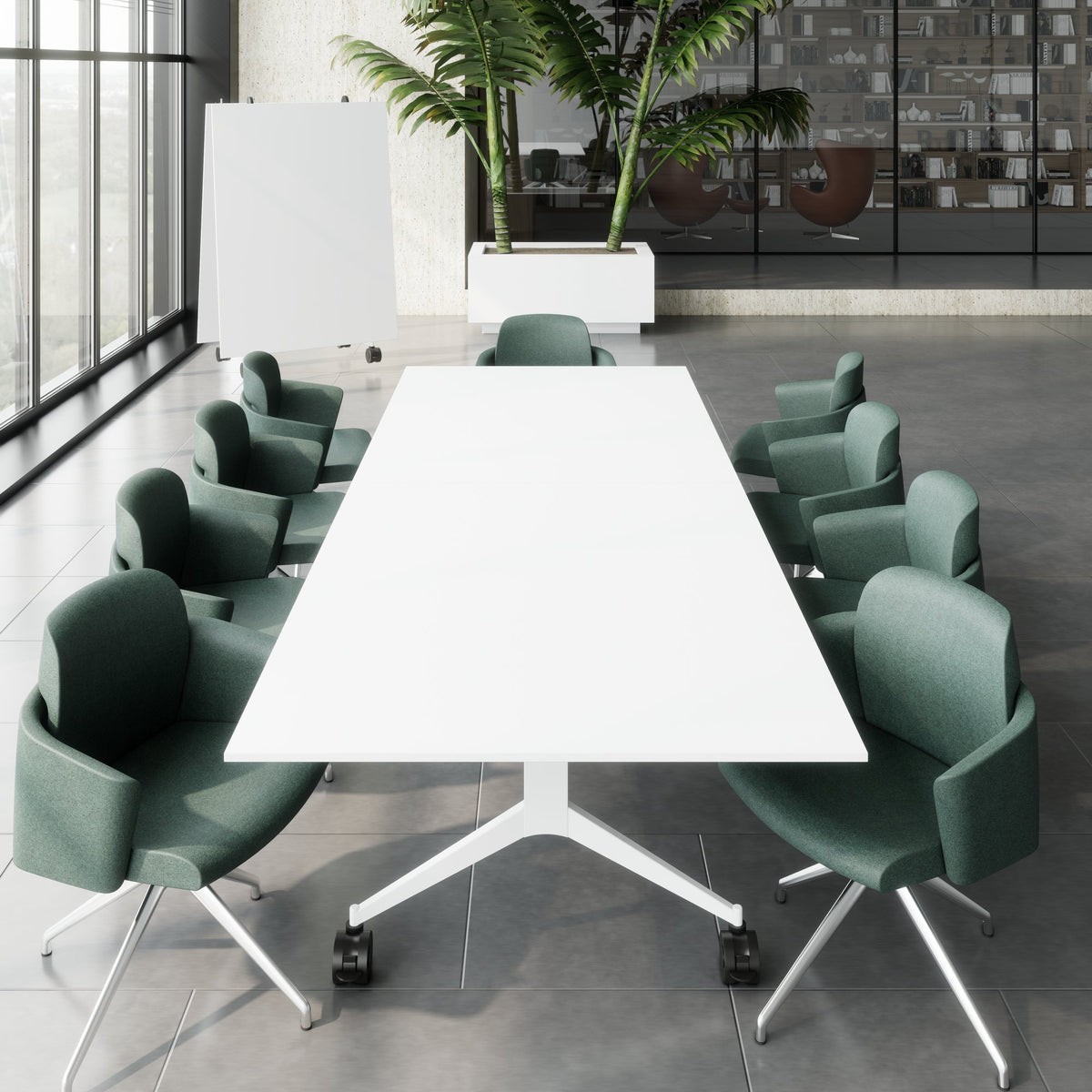 MARA - TIMMY LIBRO Conference table | 3200 x 1200 mm (10 - 14 persons), rollable, foldable, white - 4 Lightbox Main Image