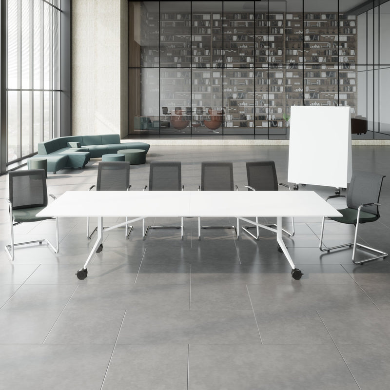MARA - TIMMY LIBRO Conference table | 3200 x 1200 mm (10 - 14 persons), rollable, foldable, white - 3 Main Image