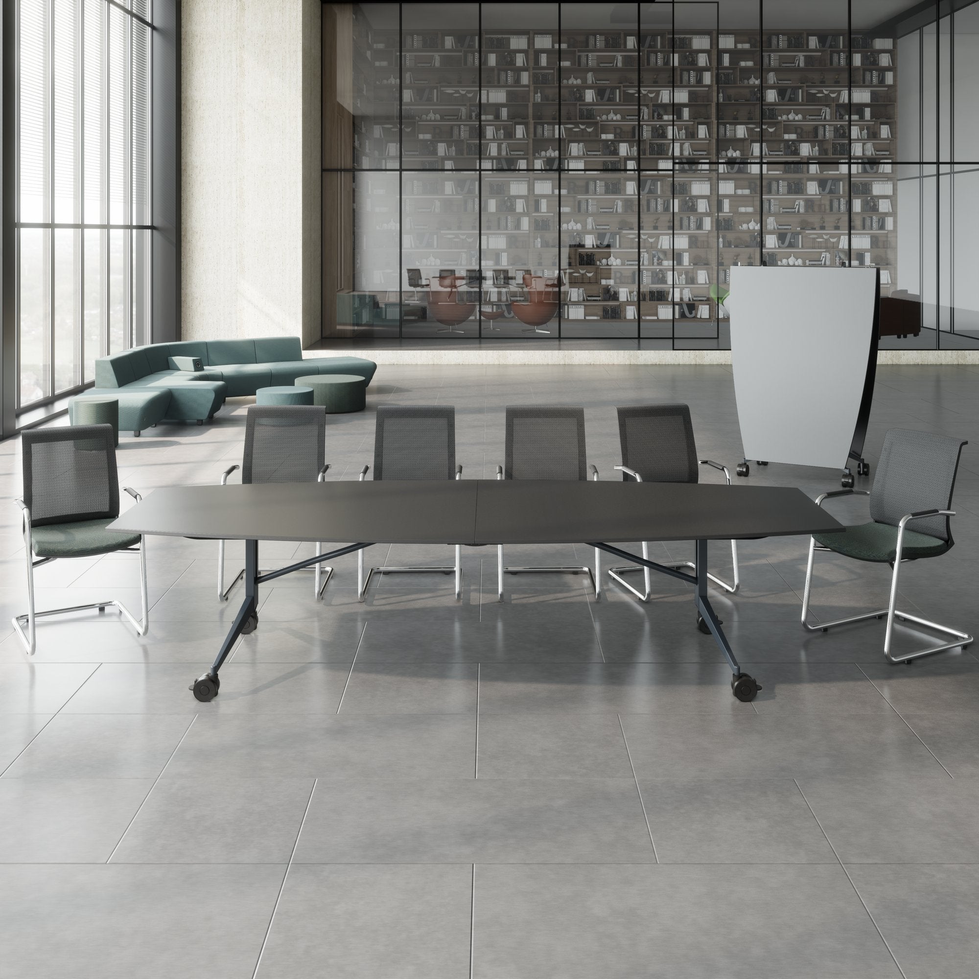 Mara TIMMY LIBRO Tableau de conférence | Forme de démarrage, 3200 x 1200 mm (10 - 14 personnes), roulable, pliable, anthracite