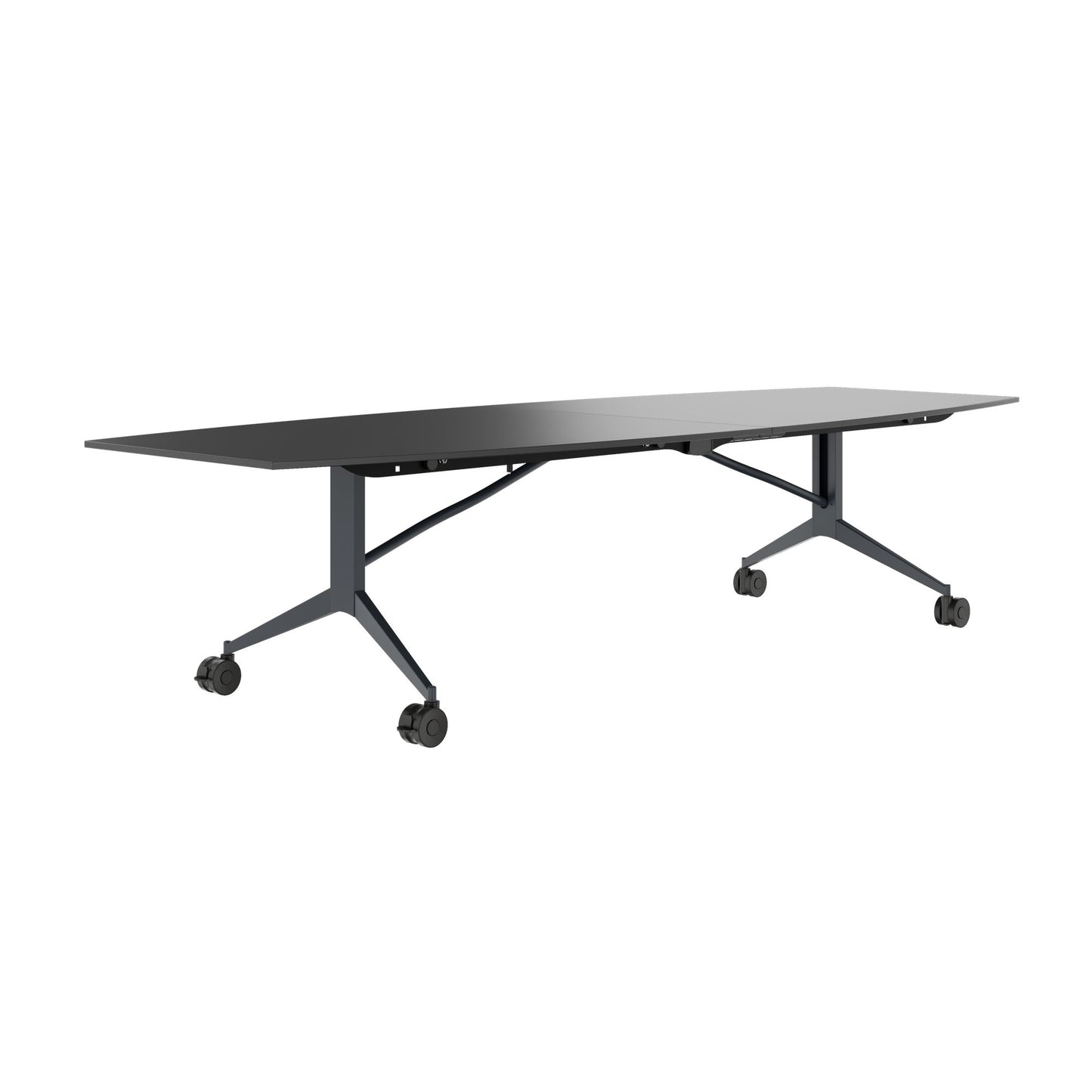 MARA TIMMY Table de conférence LIBRO | Forme bateau, 3200 x 1200 mm (10 - 14 personnes), enroulable, pliable, anthracite