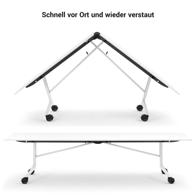 MARA - TIMMY LIBRO Konferenztisch | Bootsform, 3200 x 1200 mm (10 - 14 Personen), rollbar, faltbar, Anthrazit - 16 Main Image