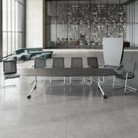 MARA TIMMY Table de conférence LIBRO | Forme bateau, 3200 x 1200 mm (10 - 14 personnes), enroulable, pliable, anthracite