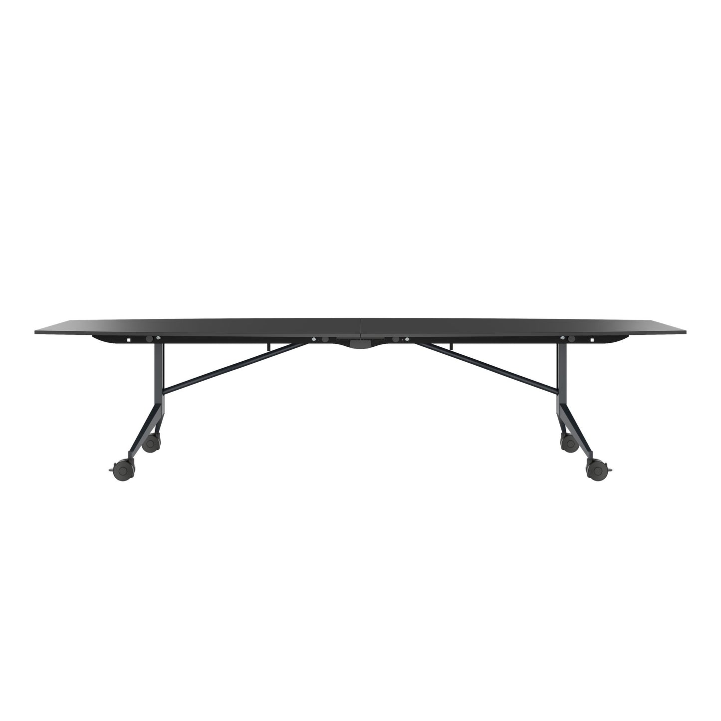 MARA TIMMY Table de conférence LIBRO | Forme bateau, 3200 x 1200 mm (10 - 14 personnes), enroulable, pliable, anthracite