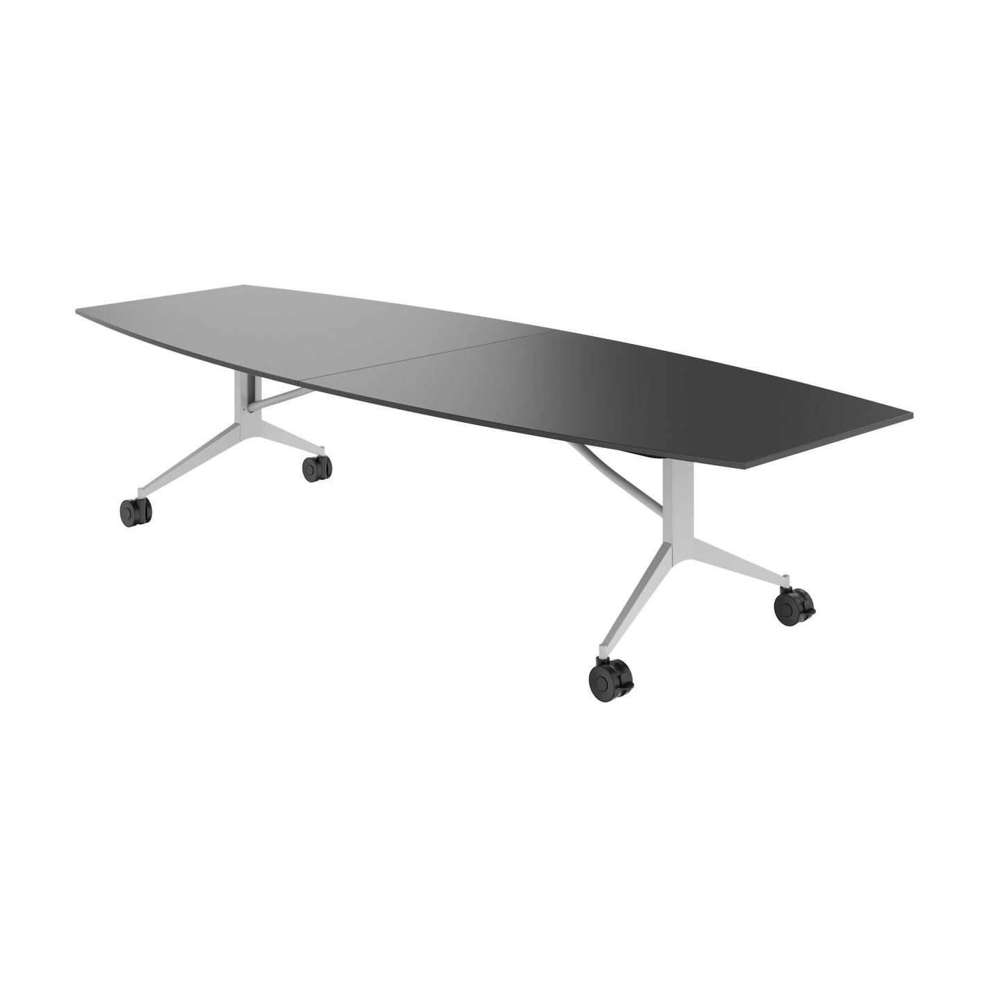 MARA TIMMY Table de conférence LIBRO | Forme bateau, 3200 x 1200 mm (10 - 14 personnes), enroulable, pliable, anthracite