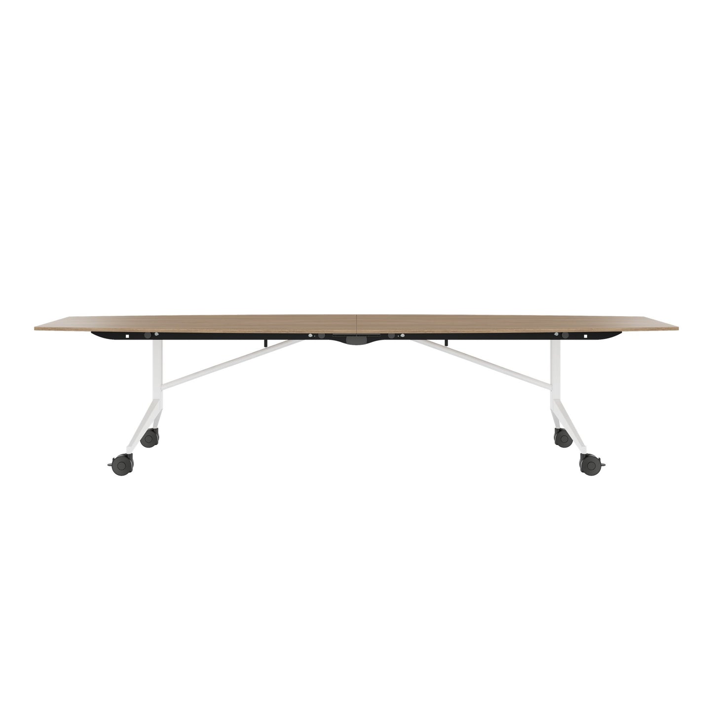 MARA TIMMY Table de conférence LIBRO | Forme bateau, 3200 x 1200 mm (10 - 14 personnes), enroulable, pliable, chêne ambré