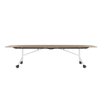 MARA TIMMY Table de conférence LIBRO | Forme bateau, 3200 x 1200 mm (10 - 14 personnes), enroulable, pliable, chêne ambré