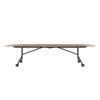 MARA TIMMY Table de conférence LIBRO | Forme bateau, 3200 x 1200 mm (10 - 14 personnes), enroulable, pliable, chêne ambré